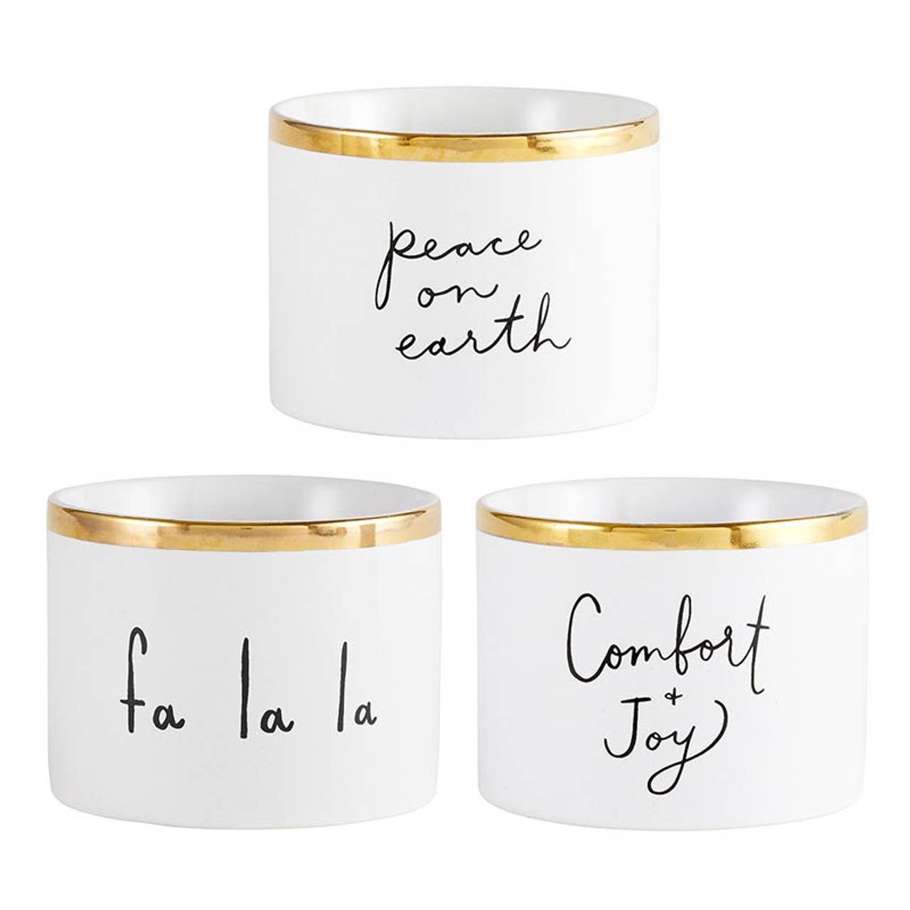 Gold Holiday Dip Bowls Book Box - Eat, Dip & Be Merry: Hand Wash Only / Ceramic