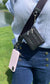 Clip & Go Crossbody Strap w/Zippered Pouch: Green/Purple Pattern