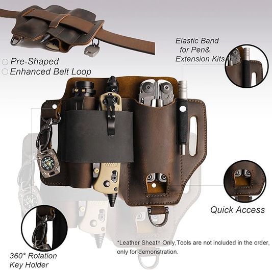 Multitool Sheath for Belt, Leather Belt Pouch for Work