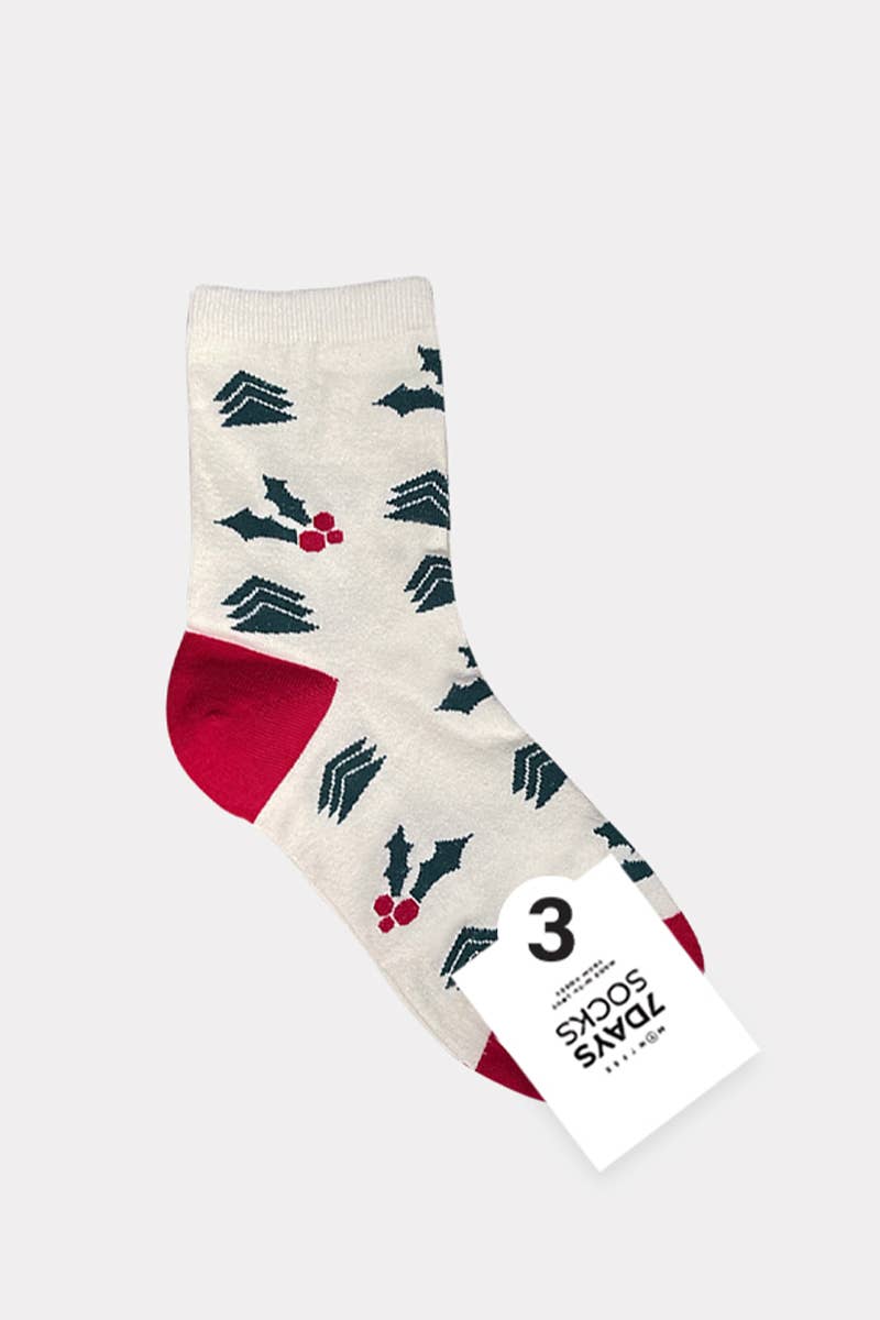 Women's Christmas Warm Winter Crew Socks - Tree Farm: Green