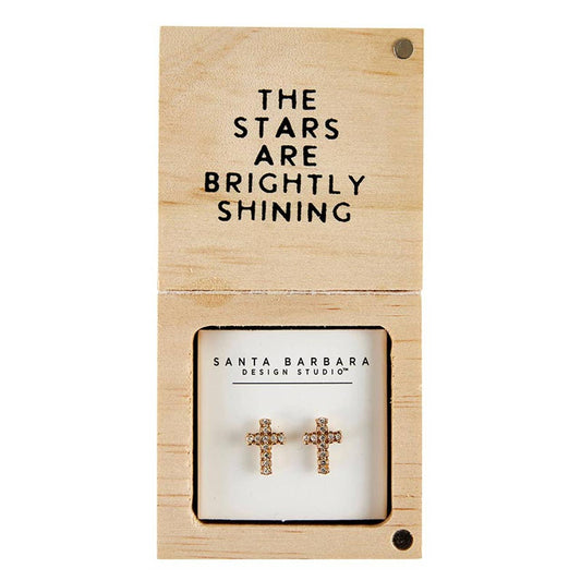 Treasure Box Earrings - O Holy Night: Wipe Clean with Dry Cloth / Pinewood, Glass, Zinc Alloy, Paper