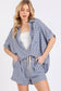 MINI CHECKER BUTTON DOWN TOP AND SHORTS SETS: NAVY