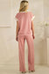 Corduroy Modal Short Sleeve Top and Pant Set: Dusty Rose