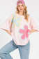 WASHED FLORAL PATCHWORK OVERSIZED TEE: DUSTY BLUE