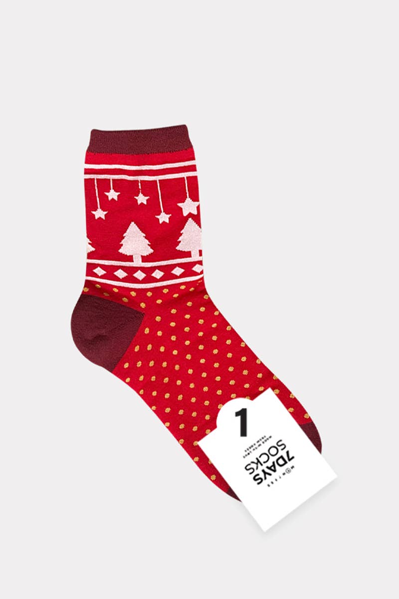 Women's Christmas Warm Winter Crew Socks - Tree Farm: Green
