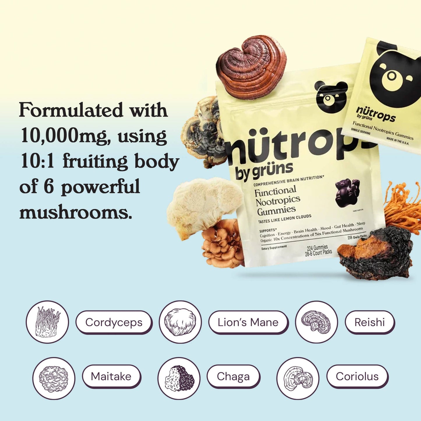 Nütrops Adult Functional Nootropics Gummies, 14 Servings