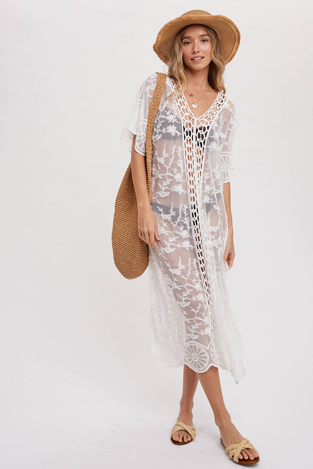 Bluivy BOHO LACE KAFTAN: NATURAL