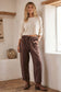 Scuba Raw Edge Detail Barrel Pants: BROWN / M