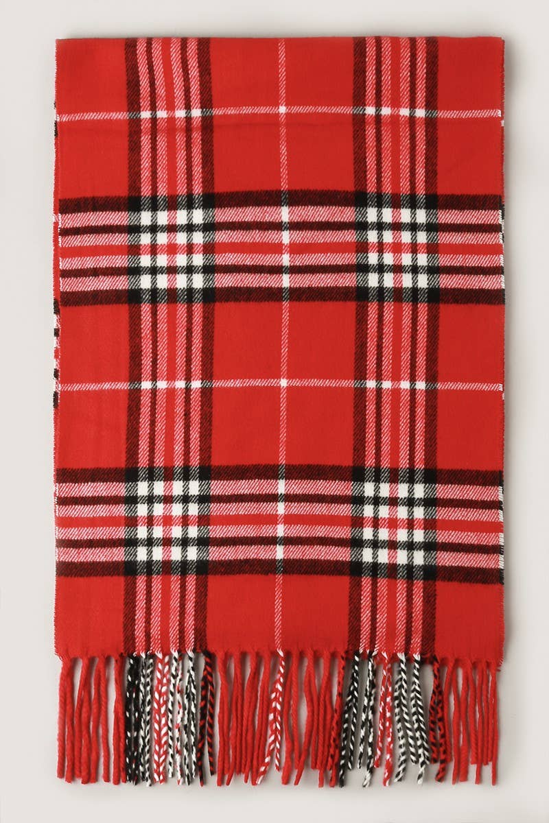 Giant Check Cashmere Feel Muffler Scarf: 07-2/LT.BROWN / One Size