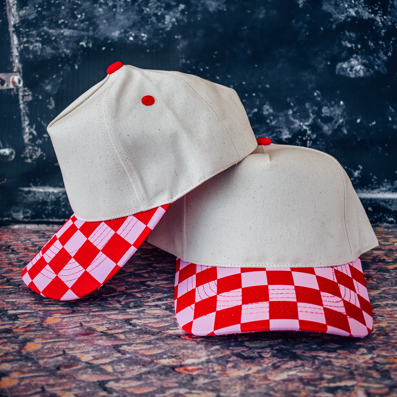 Canvas Front Checkered Bill Magna Pony® Cap: Red