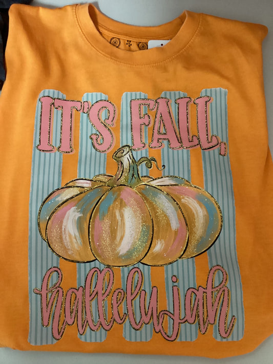 It’s Fall Hallelujah Graphic Royce Light Orange Vintage poncho top