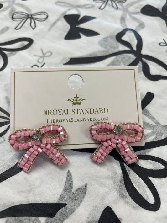 Royal Standard pink bow earrings