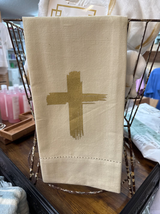 Calvary Cross hem stitch, hand towel