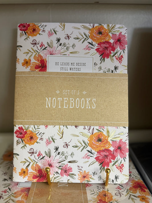 Notebook set White Ps. 23:2, Stripes  2 Cor. 12:9, Pink Jer. 17:7