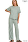 Soft melange short sleeve tee & long pants set