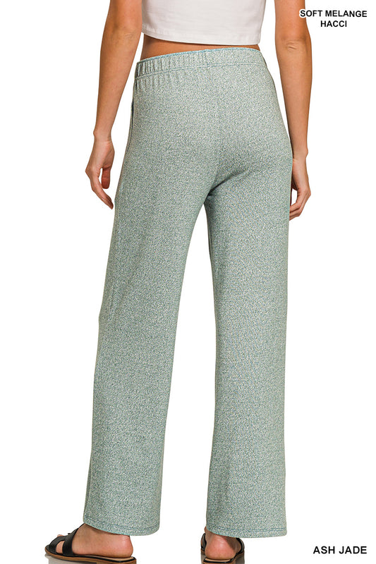 Soft melange short sleeve tee & long pants set Ash Jade