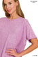 Soft melange short sleeve tee & long pants set Lt Plum