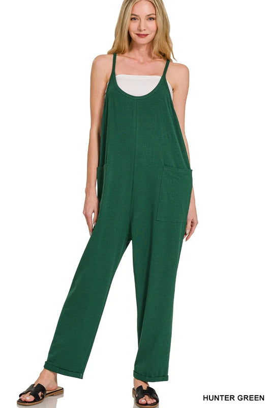 Hunter Green Summer Overalls