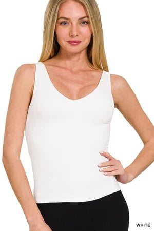 Zenana seamless double layered v neck tank