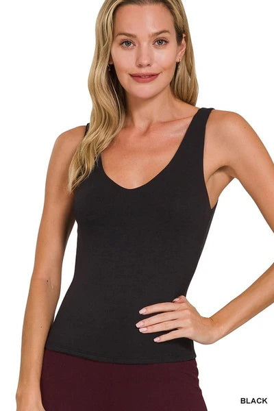 Zenana seamless double layered v neck tank