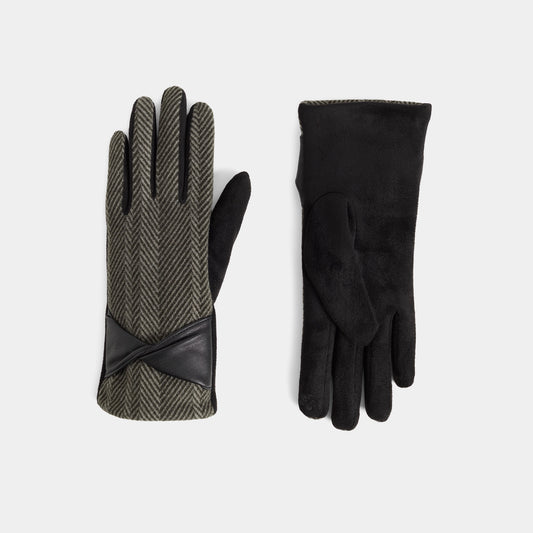 Faux Leather Twist Houndstooth Touchscreen Gloves