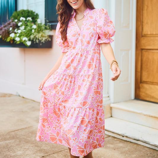 Blossom Breeze Coral Evie Dress