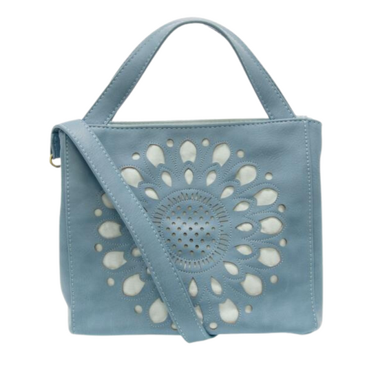 Joy Susan Tranquil blue flora laser cut Crossbody