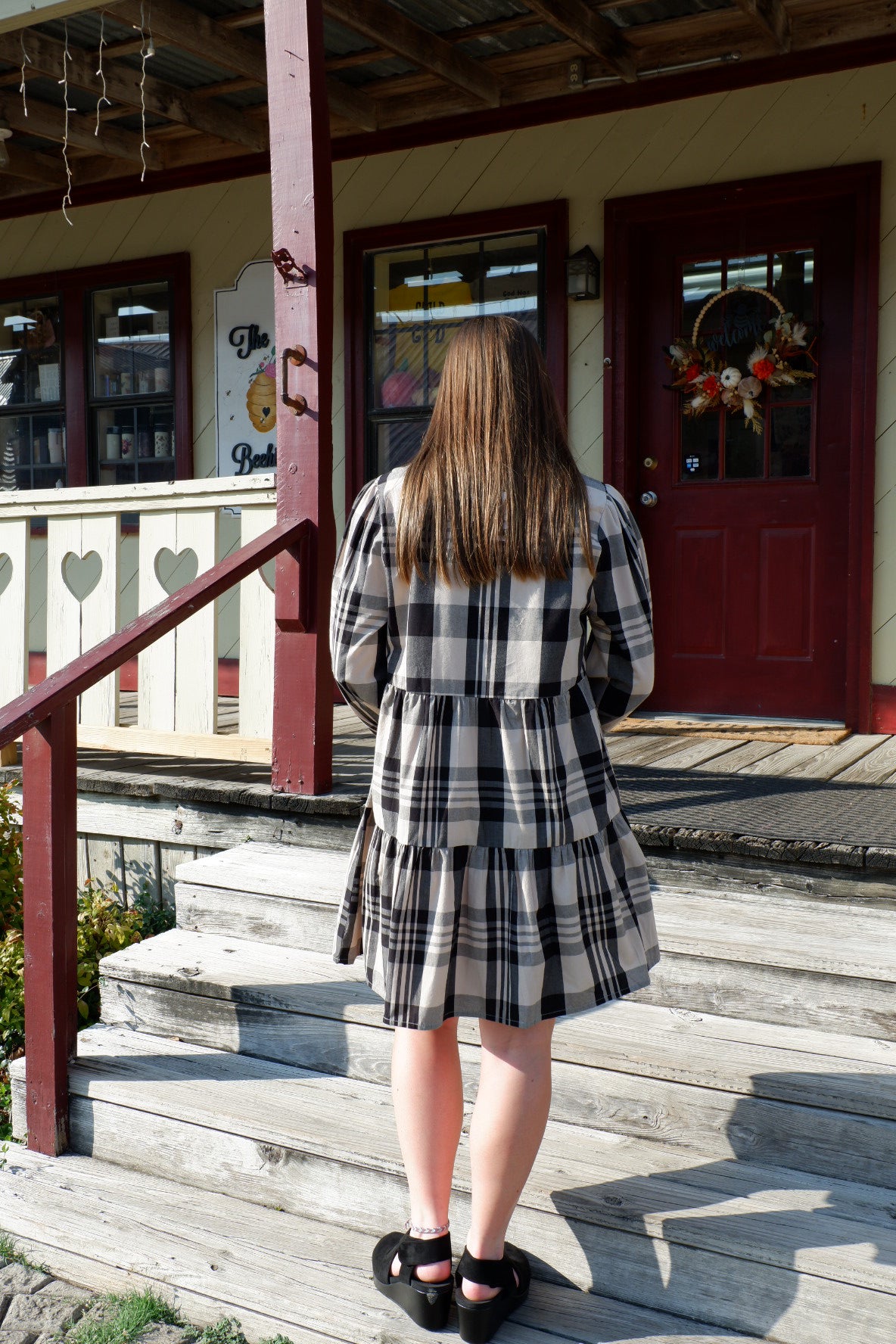 Mud Pie Tan Plaid Dress