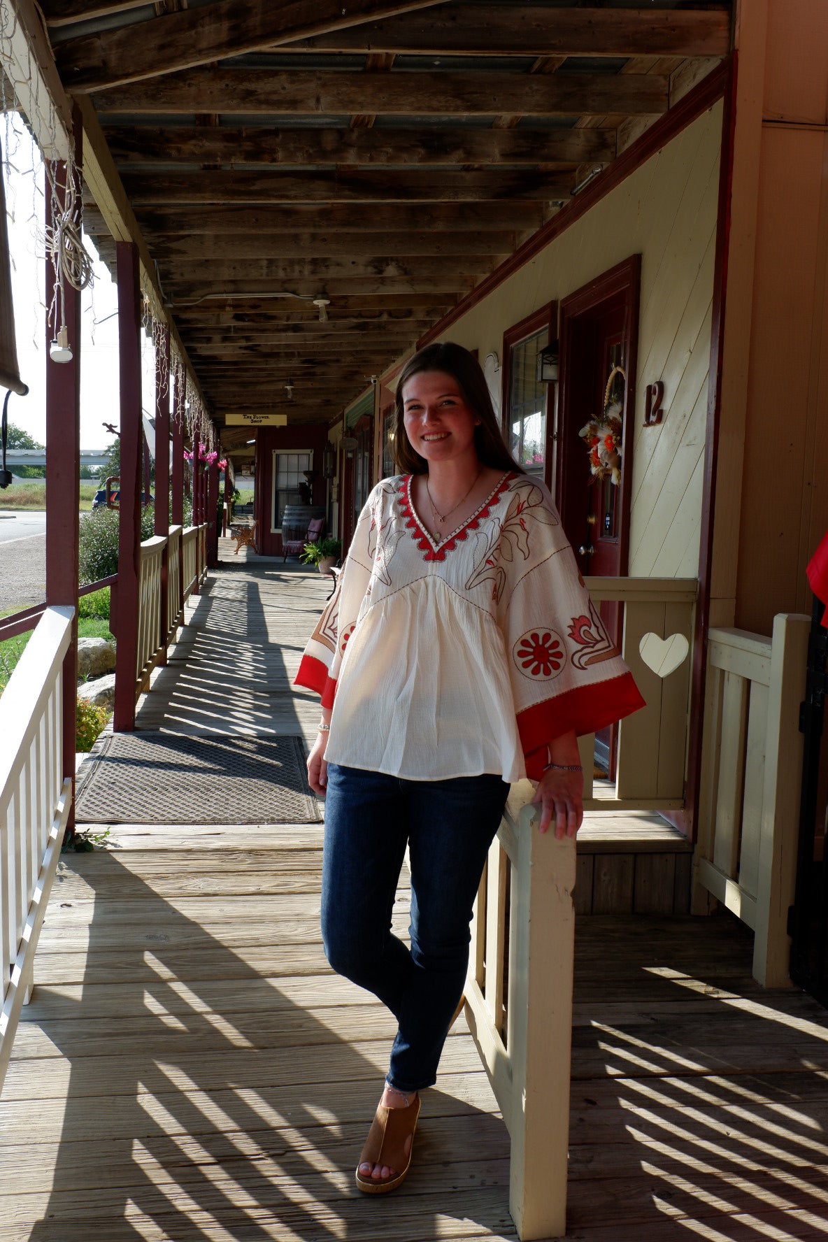 Easel Crimson Embroidery Blouse