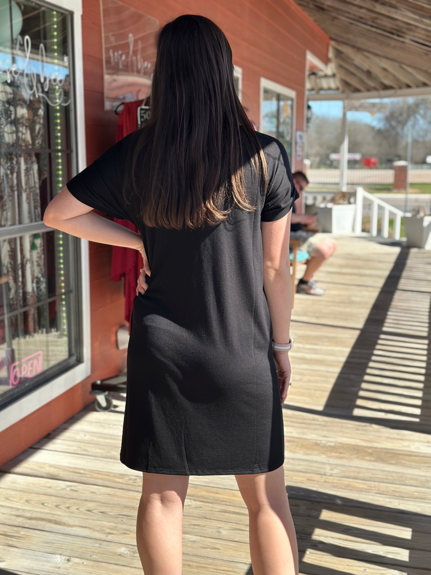 Zenana Short Sleeved Black Dress - Short