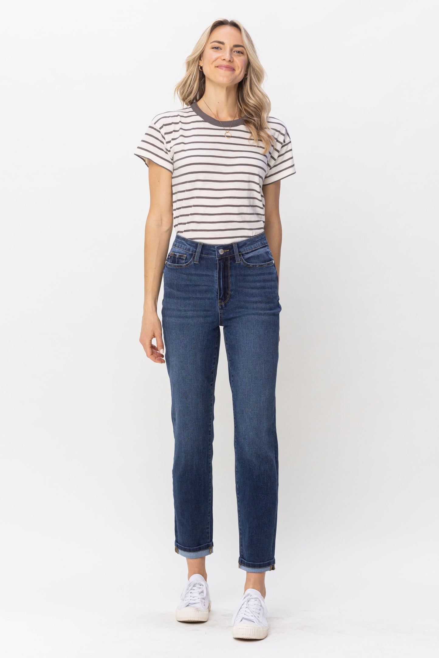 Judy Blue High Waste Sustainable cool Denim Cuffed boyfriend