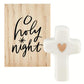 Ceramic Figurine Pine Wood Box - Cross