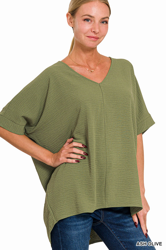 Zenana Airflow Dolman Sleeve Lt Olive