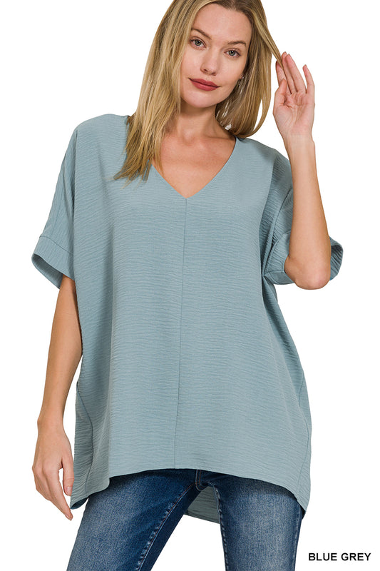 Zenana Airflow Dolman Sleeve Blue Gray