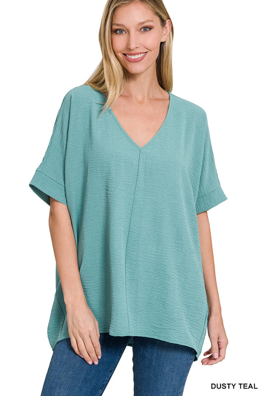 Zenana Airflow Dolman Sleeve Dusty Teal