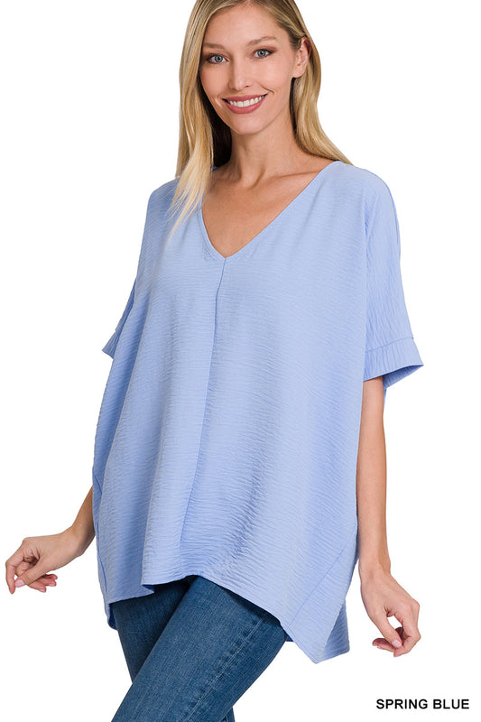 Zenana Airflow Dolman Sleeve Spring Blue