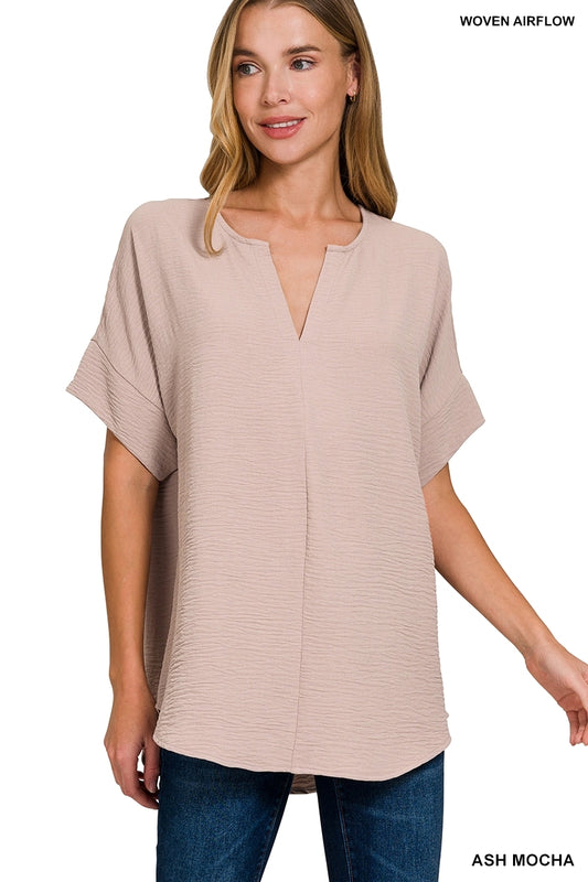 Sand Woven Airflow Blouse