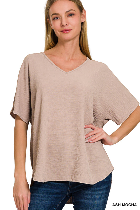 Easy Flowing Light Mocha Airflow Blouse