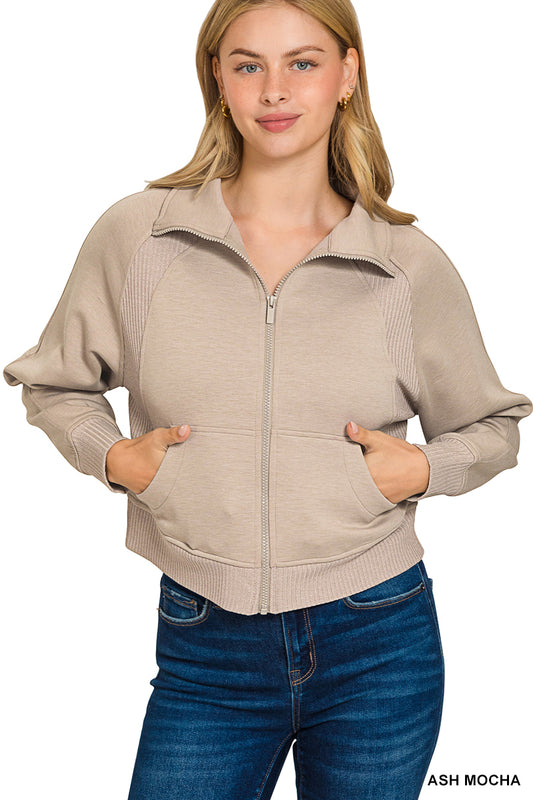 Ash Mocha Soft scuba full zip jacket