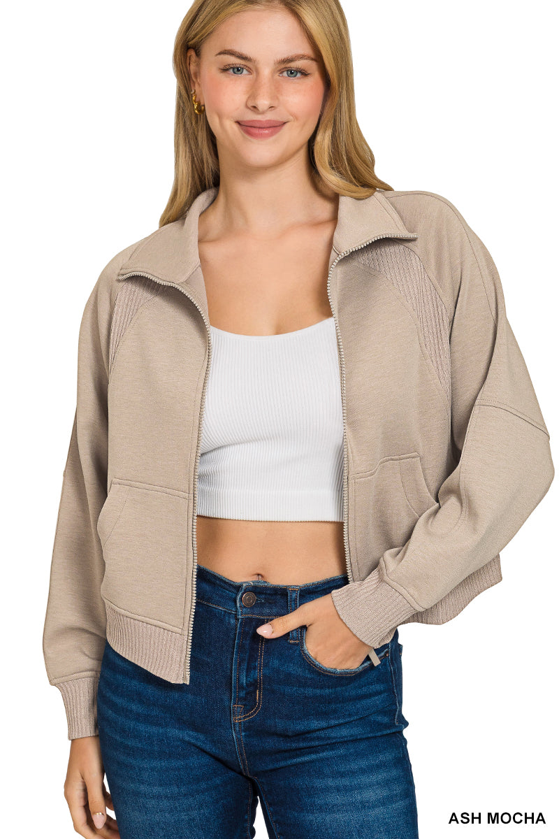 Ash Mocha Soft scuba full zip jacket