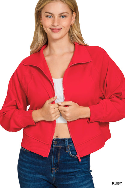 Red Soft scuba full zip jacket