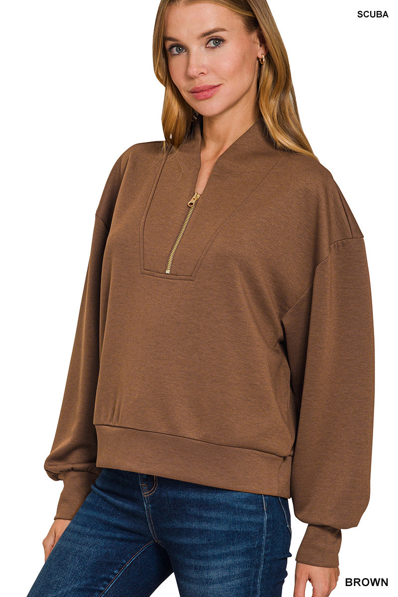 Brown Scuba half zip pullover