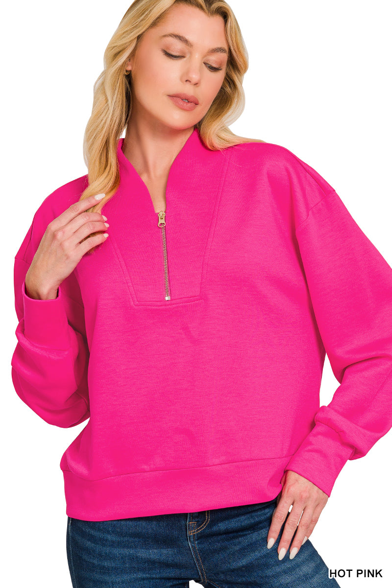 Hot Pink Scuba half zip pullover