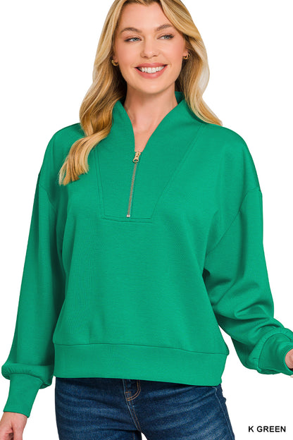 Kelly Green Scuba half zip pullover
