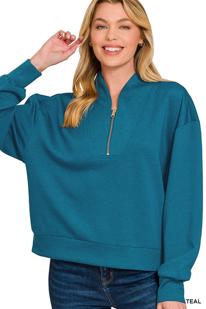 Teal Scuba half zip pullover