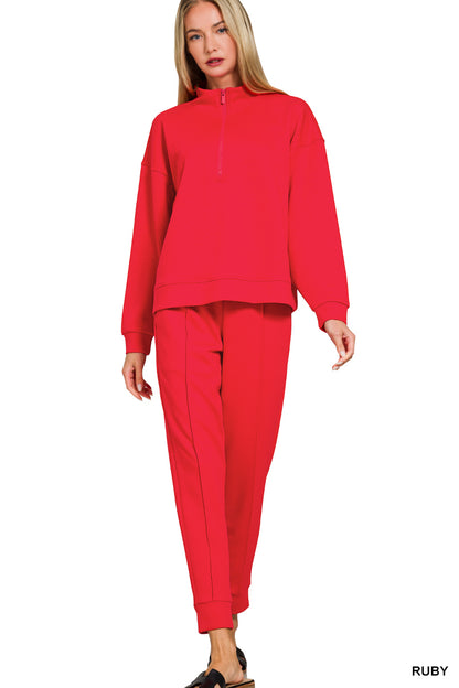 Ruby Scuba half zip pullover & jogger set