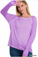 WASHED THUMB HOLE CUFFS SCOOP-NECK LONG SLEEVE TOP