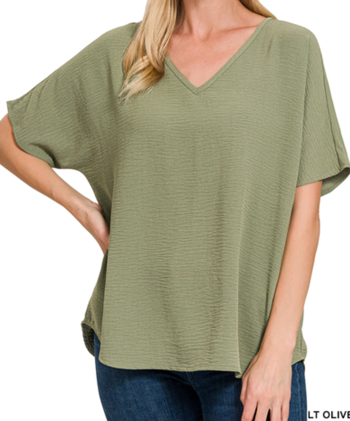 Easy Flowing Light Olive Airflow Blouse
