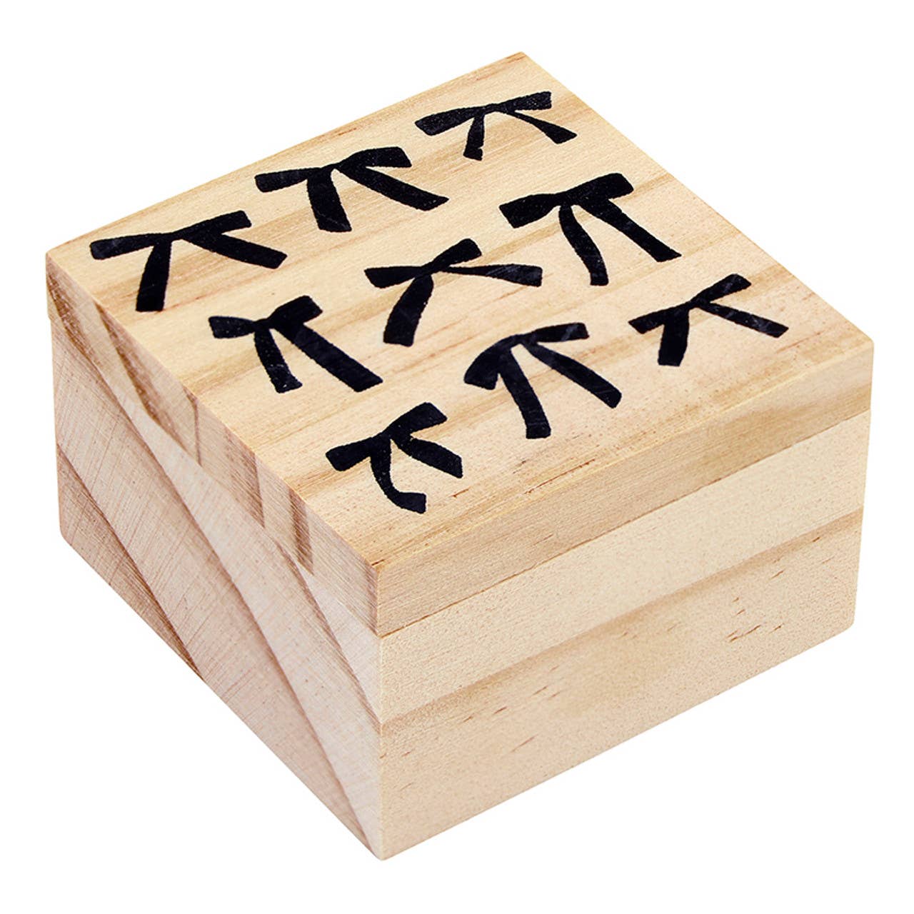 Treasure Box Bow Earring - Bows: Pine Wood, Zinc Alloy, Glass / 0.35 W x 1.2 H, Box: 2 SQ x 1.25 H