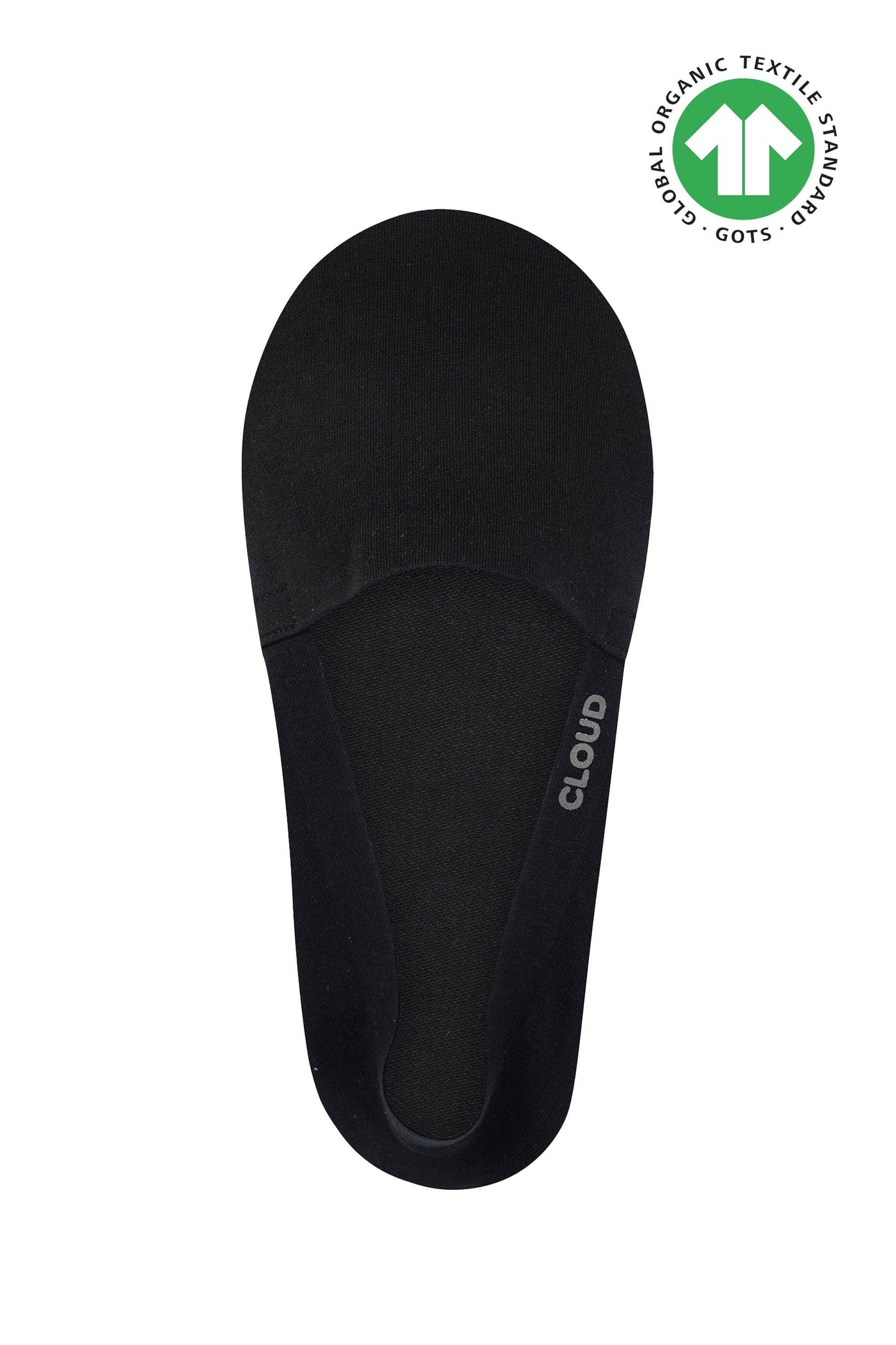 CLOUD Premium Organic Terry No Show Socks: Organic Black / M